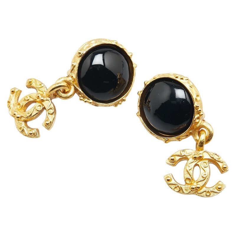 Chanel Coco Mark Gripoix Gold Plated Colored Stone Earrings 519914
