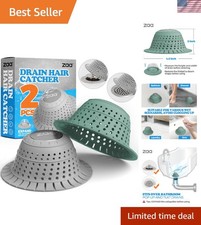 Bathtub Drain Hair Catcher 2 Pack Silicone Collapsible Drain Protector New