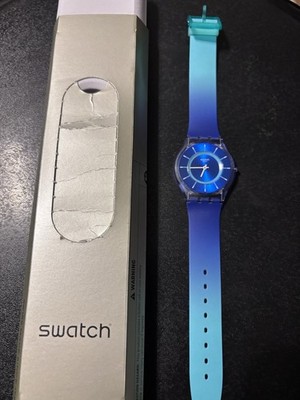 Swatch Skin Watch Blue Gradient  Ombré Jammy Grape Dream with Box & Manual READ