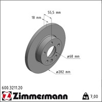 2X Zimmermann 600.3211.20 Bremsscheibe FüR VW Transporter 70B 70C 7DB 7DK 70J
