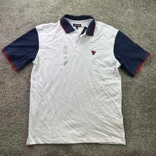 Bad Birdie Men's XL Pique Golf Polo White Dark Navy Red Shirt Short Sleeve USA