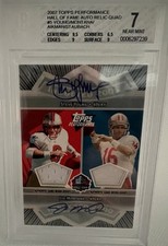 2007 Topps Performance HOF Auto Relic Quad Young Montana Aikman Staubach BGS 7