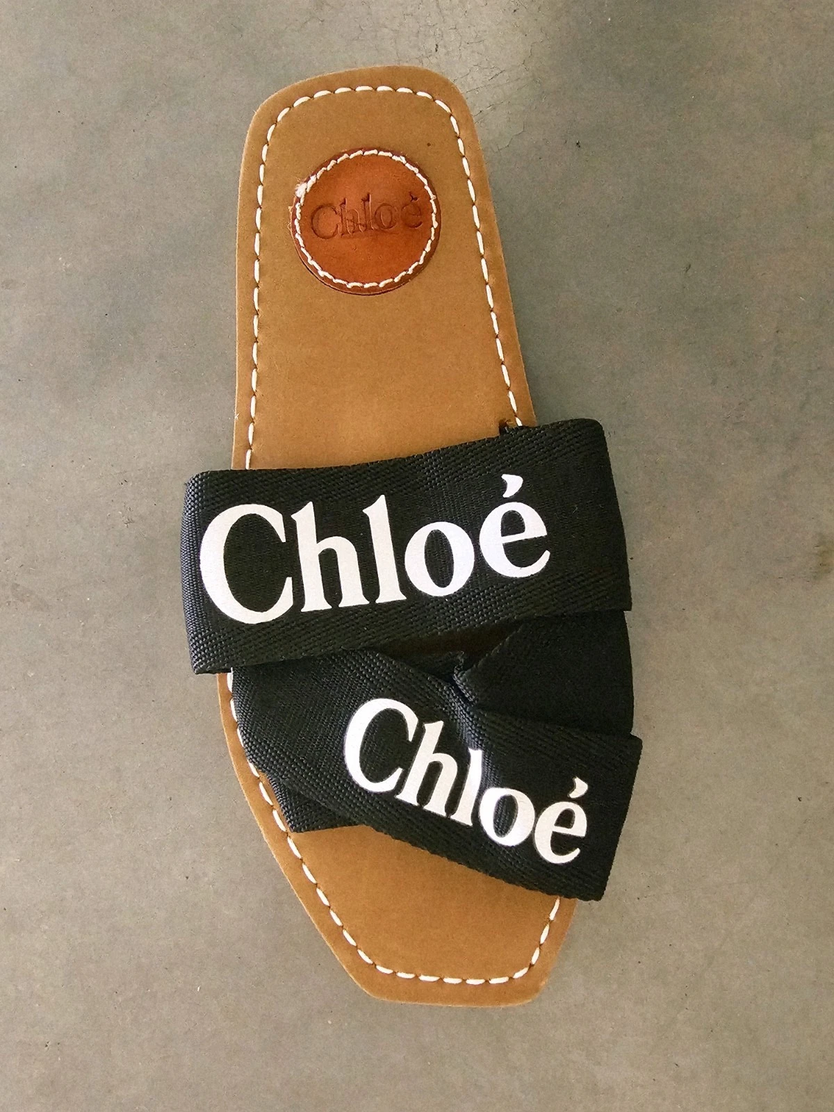 Chloe Woody Sandal Black Off White UK5 Logo Print ONE SHOE RIGHT PARTS SAS READ