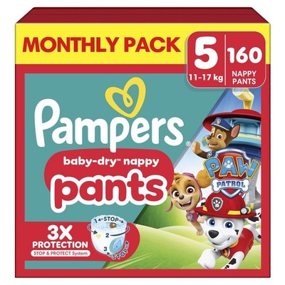 Pampers Baby-Dry Windelhose Paw Patrol Edition Größe 5, 160 Windeln, 12kg-17kg