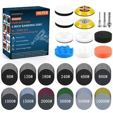 193pcs 3 Inch Polishing Kit Hook And Loop Sanding Discs Headlight Restoratio...