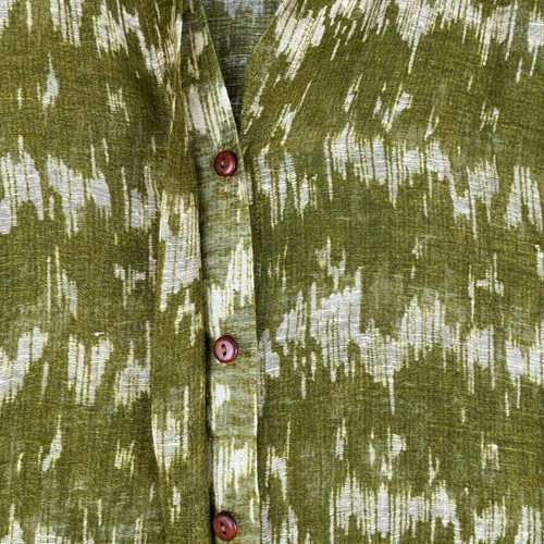 NWT Savannah Morrow Large Green Cliff Blouse Marble Moss V-Neck Button Up Silk - Picture 9 of 17