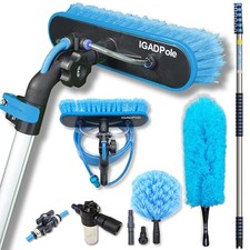 Pole 24 FT Washing Kit: Water-fed Brush with Soap Dispenser, Cobweb 24 ft Pole