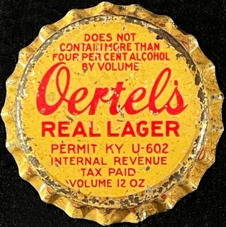 OERTEL'S REAL LAGER 1930's UNUSED CORK BEER BOTTLE CAP LOUISVILLE KENTUCKY CROWN