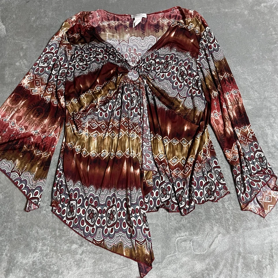 Top Y2K Monroe & Main para mujer 2X multicolor cuello boho caprichoso hada gitana elástico Foto 2 de 4