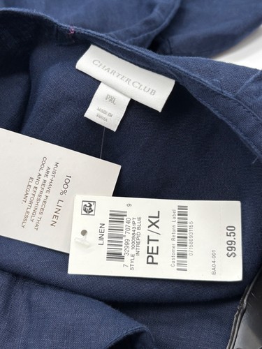 Charter Club Bow-Back Linen A-Line Dress, Intrepid Blue, Sz. PXL - Picture 8 of 12