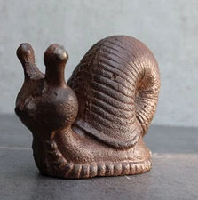 Whimsical Rustic Western Farmhouse Cast Iron Cottage Mollusca Snail Figurine