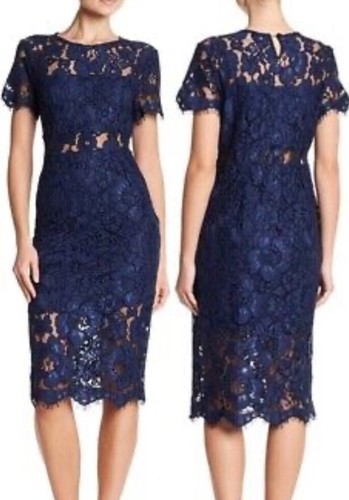 Nordstrom NSR Etuikleid Spitze dunkelblau Kurzarm Gr. Medium sexy neu - Bild 2 von 24