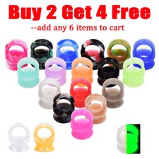 PAIR-ULTRA THIN SILICONE SKINS TUNNELS Ear Gauges Soft Ear plugs Ear Skins 2g-1"