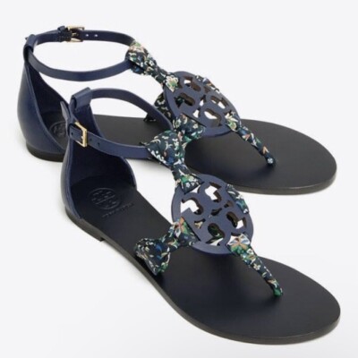 Tory Burch Navy Miller Sandals Tory Burch Miller Scarf Sandals
