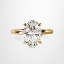 Verlobungsring 14 Karat Gelbgold 2,65 kt IGI Lab Grown Ovalschliff Diamant E F VVS2