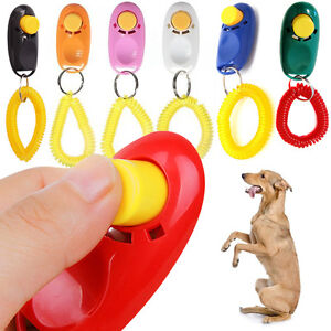 Pet Dog Cat Click Clicker Training Agility Obedience Trainer Aid Wrist Strap New
