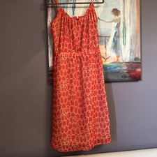 Banana Republic Sz 6 Sleeveless Red Printed Midi Lined Dress Party Vacation
