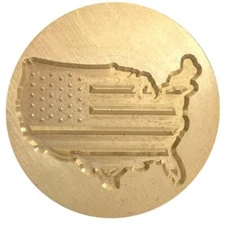 USA Outline Stars & Stripes 1" diameter Wax Seal Stamp Head