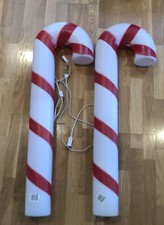   Vintage 40" Lighted Blow Mold Yard Art Christmas Candy Cane Set