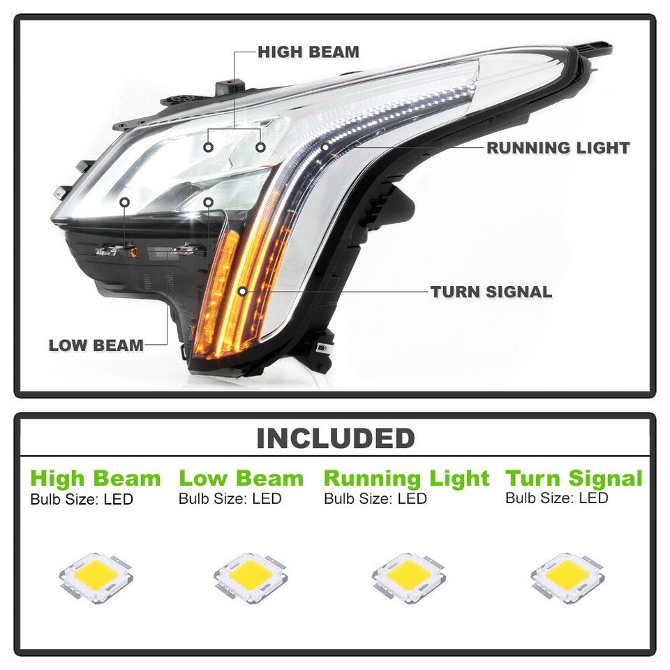2018-2019 Cadillac XTS LED DRL Signal Projector Headlight Headlamp ...