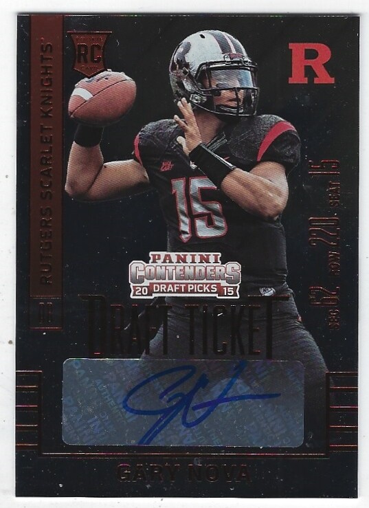 2015 CONTENDERS DRAFT PICKS GARY NOVA FOIL AUTO RC #185 RUTGERS SCARLET KNIGHTS