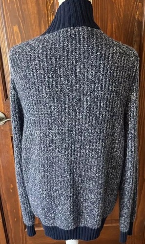 Cardigan maglione uomo/unisex express blu casual full zip tasche nuovo con etichette $98 taglia L - Foto 13 di 14