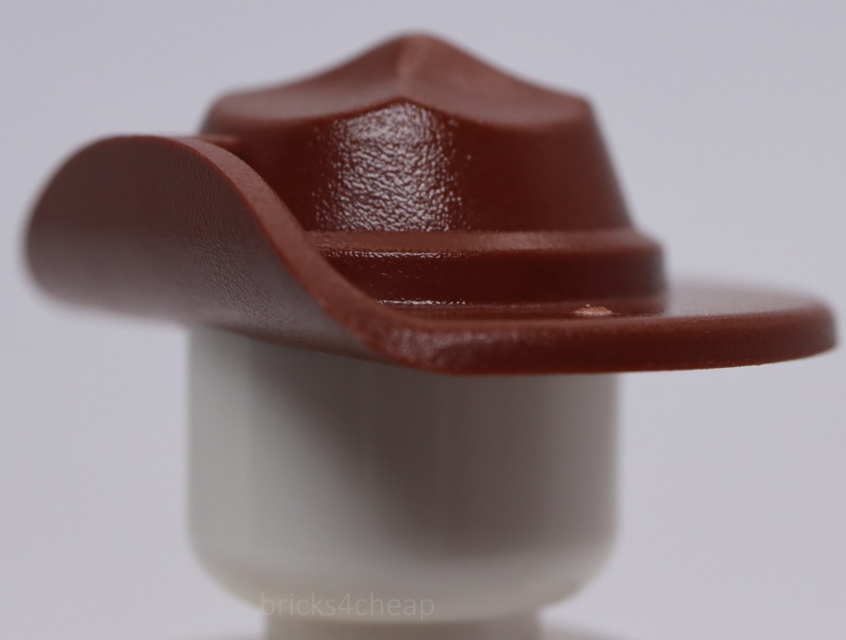 Lego Reddish Brown Minifig Headgear Hat Wide Brim Flat | eBay