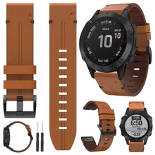 Quickfit Leather Strap For Garmin Fenix 8 E 7 7X 7S 6 6X Pro 6S 5 5X Plus 3 Band