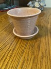 Pfaltzgraff Pottery Pink Speckled- Ribbed Planter w/attached Saucer - Nice! — photo 1