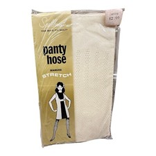Vintage 60  s/70  s Spellbound Seamless Stretch Textured Pantyhose Ivory Petite