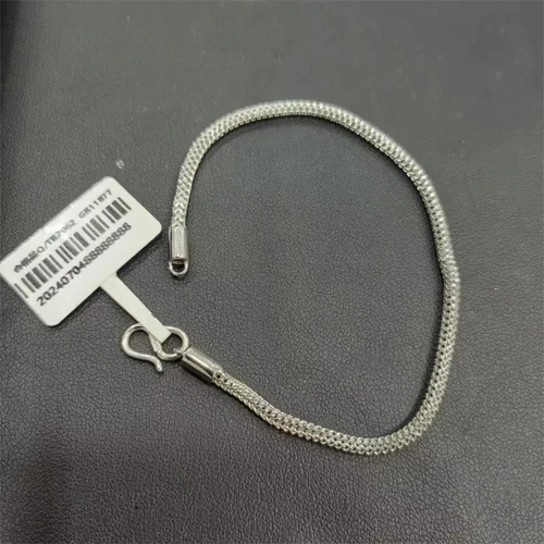 Pure Platinum 950 Chain Men Women Lucky 2.5mm Braided Wheat Bracelet 6.21g/7inch - Picture 8 of 9