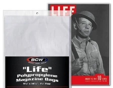 NEW (5 CT) BCW Life Magazine Bags- Clear Acid Free