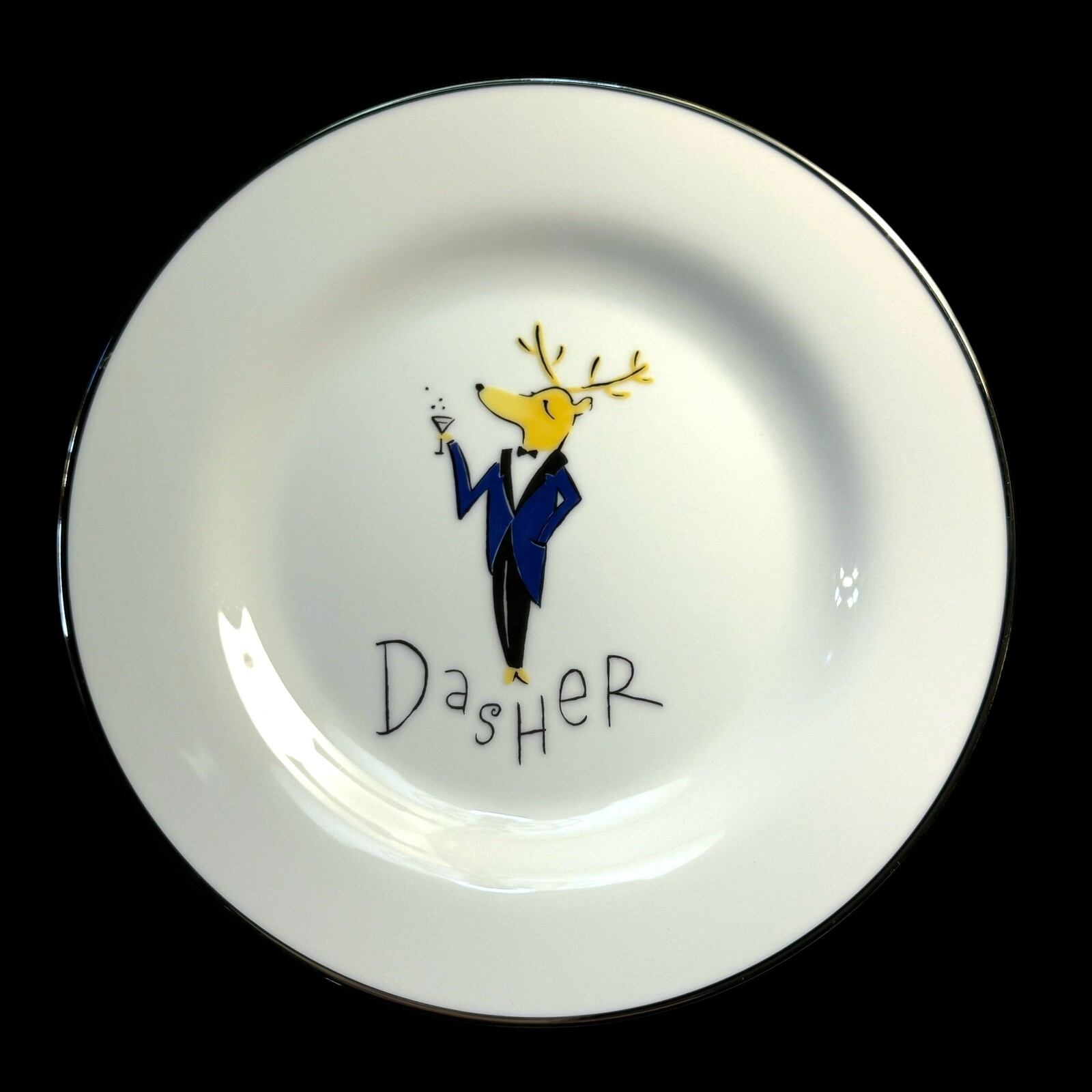 Pottery Barn Holiday Christmas Reindeer Salad Plate 8.5” Dasher Replacement