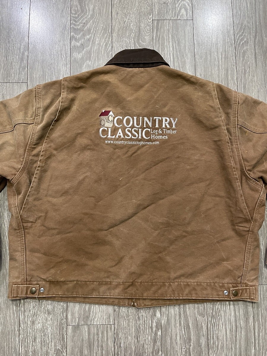 VTG CARHARTT J97 BRN Blanket Lined Detroit Jacket Mens Sz 2XL