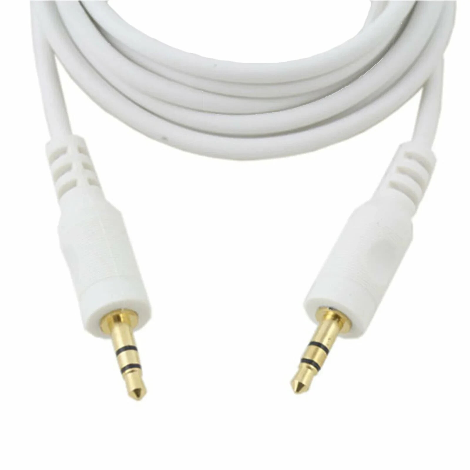 x2) 6ft White 3.5mm Stereo Audio Cable | Aux Input | Headphone Male to Male Plug