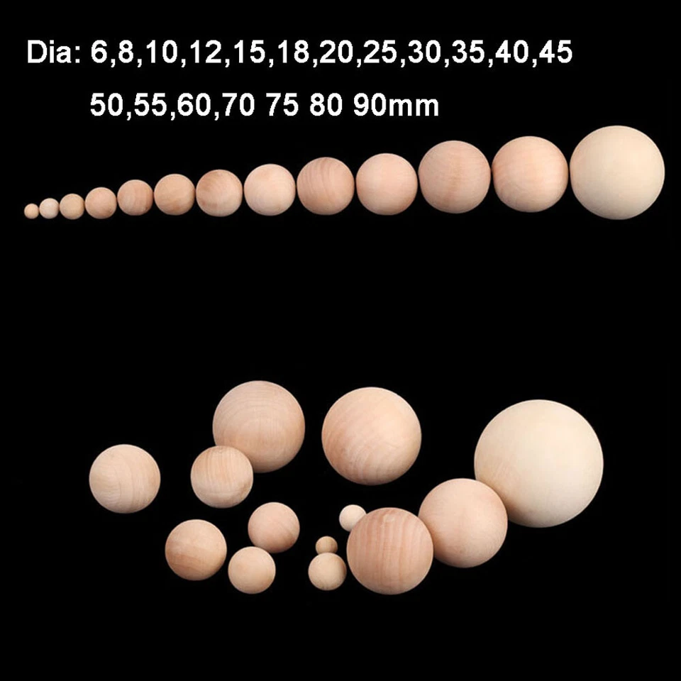 Natural Plain Wooden Crafts Balls Beads With No Hole Size 6mm-90mm DIY Wood Ball - image 3 of 4