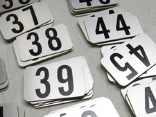 You Pick 36-48 Aluminum NUMBER Stadium Seat Locker TAGS PLATES Sticky back 5G