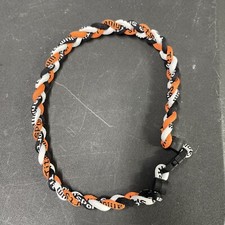 Orange, black and white 18 In baseball Titanium Sports Necklace FREE SHIP
