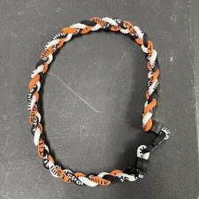 Orange, black and white 18 In  baseball Titanium Sports Necklace  FREE SHIP