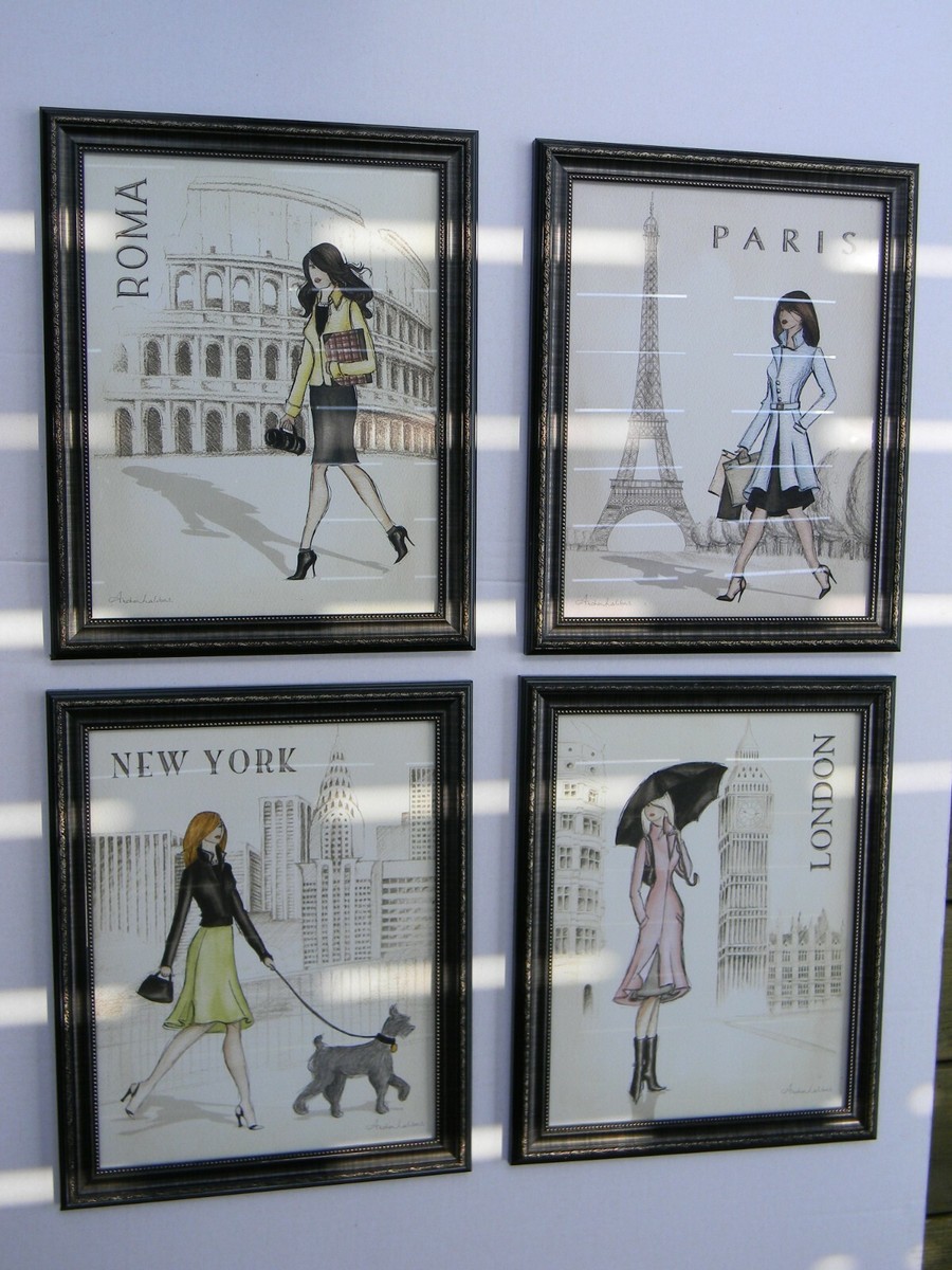 絵画+タペストリー Le e Andrea Laliberte New York, Paris, London, Roma Framed Prints