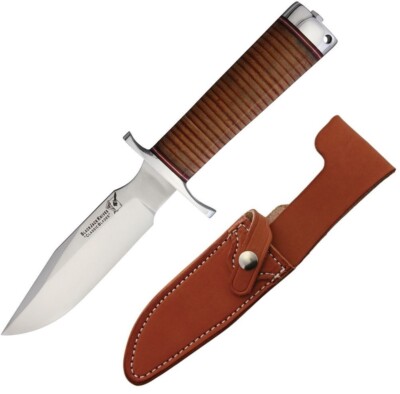 Blackjack Model 5 Fixed Knife 5.5'' A2 Tool Steel Blade Stacked Leather Handle