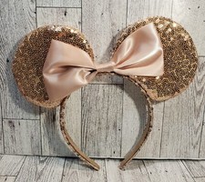 FLA1 Disney Parks World Minnie Mouse Ears Rose Gold Headband
