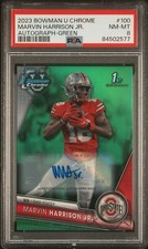 2023 Marvin Harrison Jr 1st Bowman U Chrome Green Refractor Auto /99  PSA 8