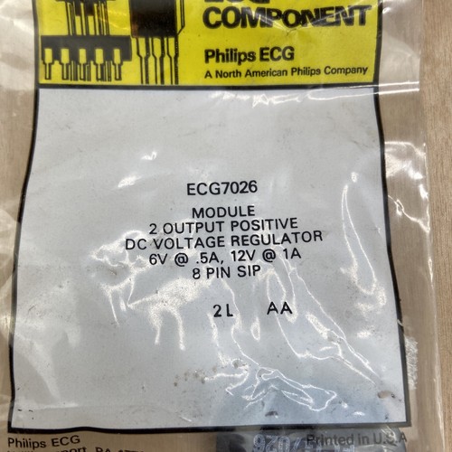 ECG 7026 / NTE7026 MODULE - 2 OUTPUT VOLTAGE REGULATOR FOR VCR 8 LEAD SIP - Picture 2 of 3