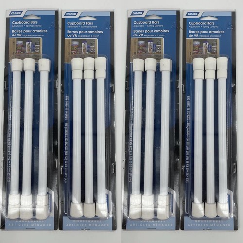 Lot of 4 Camco 44063 10" to 17" White Cupboard/Refrigerator Bars - 3PK Ea NIP - 第 1/6 張圖片