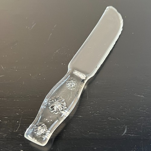 Coltello da burro vintage vetro inciso trasparente manico floreale - 8,5 pollici - DUR-X - USA - Foto 2 di 9