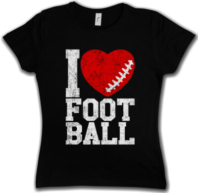 I Love Football III Damen T-Shirt Hearts Heart Love Addicted Addiction Ball Foot