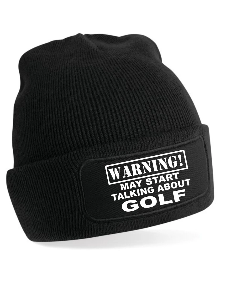 Warning May Talk About Golf Beanie Hat Golfing Gift for Men