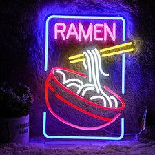 Ramen Shop Neon Sign, LED Light for Ramen Store Wall Decor Multi Colored 16.5x12