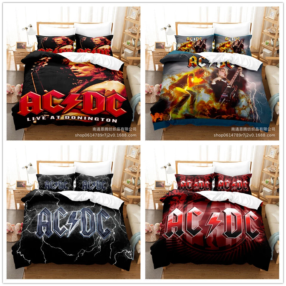 Rock ACDC Bedding Set Duvet Cover 3D Quilt Cover Pillowcase Single Double Gift